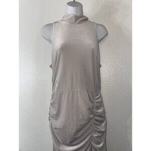 Express Maxi Dress Velvet Light Gray Runched Sides Halter Large